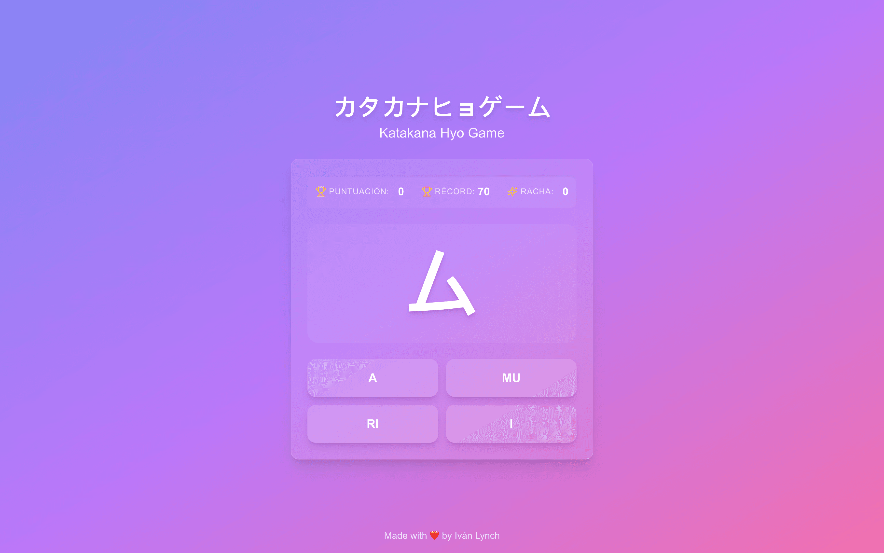 Educational game to learn and practice Katakana, the Japanese writing system. Developed with Next.js and TypeScript, offering an interactive and fun learning experience.